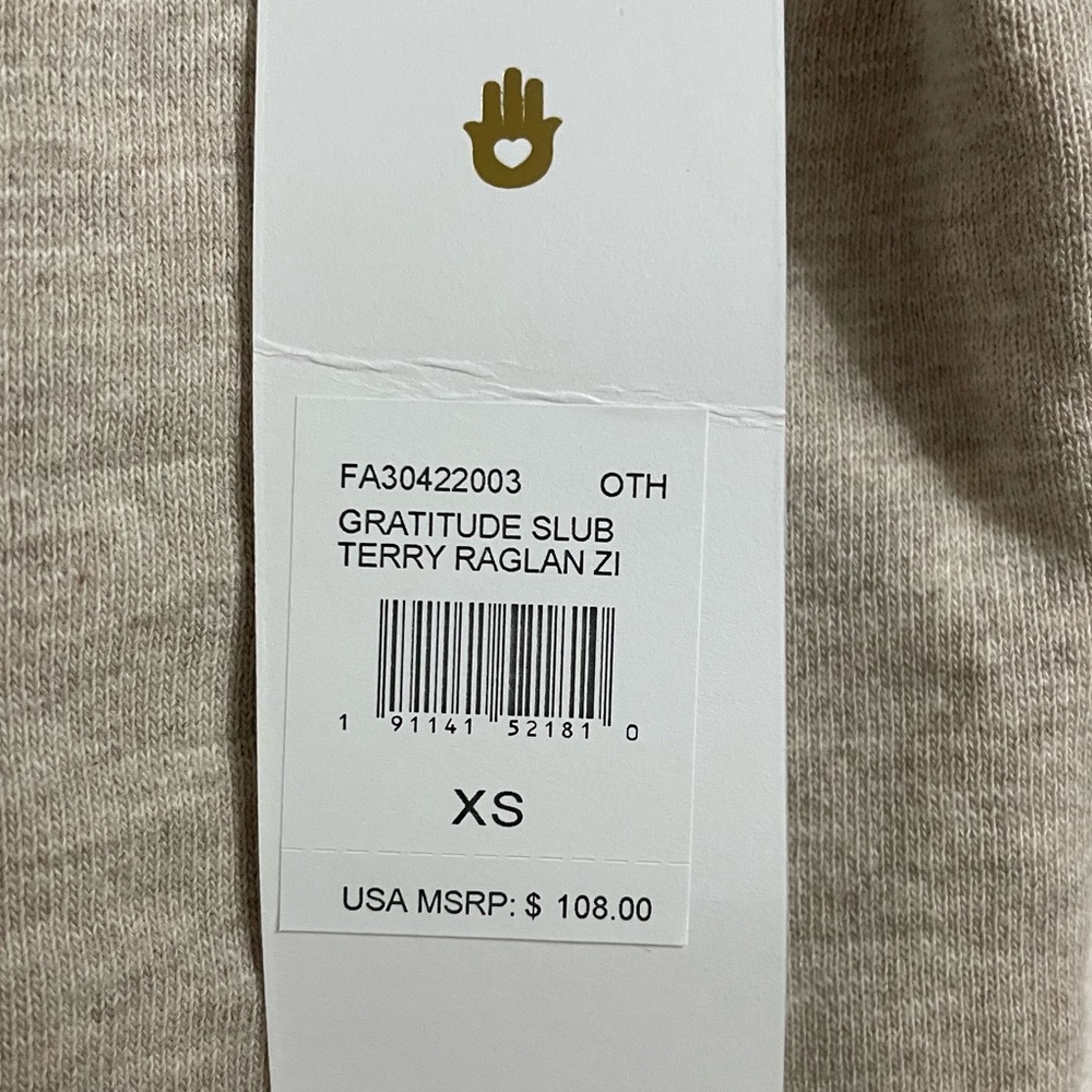 Spiritual Gangster NWT Gratitude Slub Terry  Raglan Full Zip Cream Hoodie XS - Picture 9 of 12